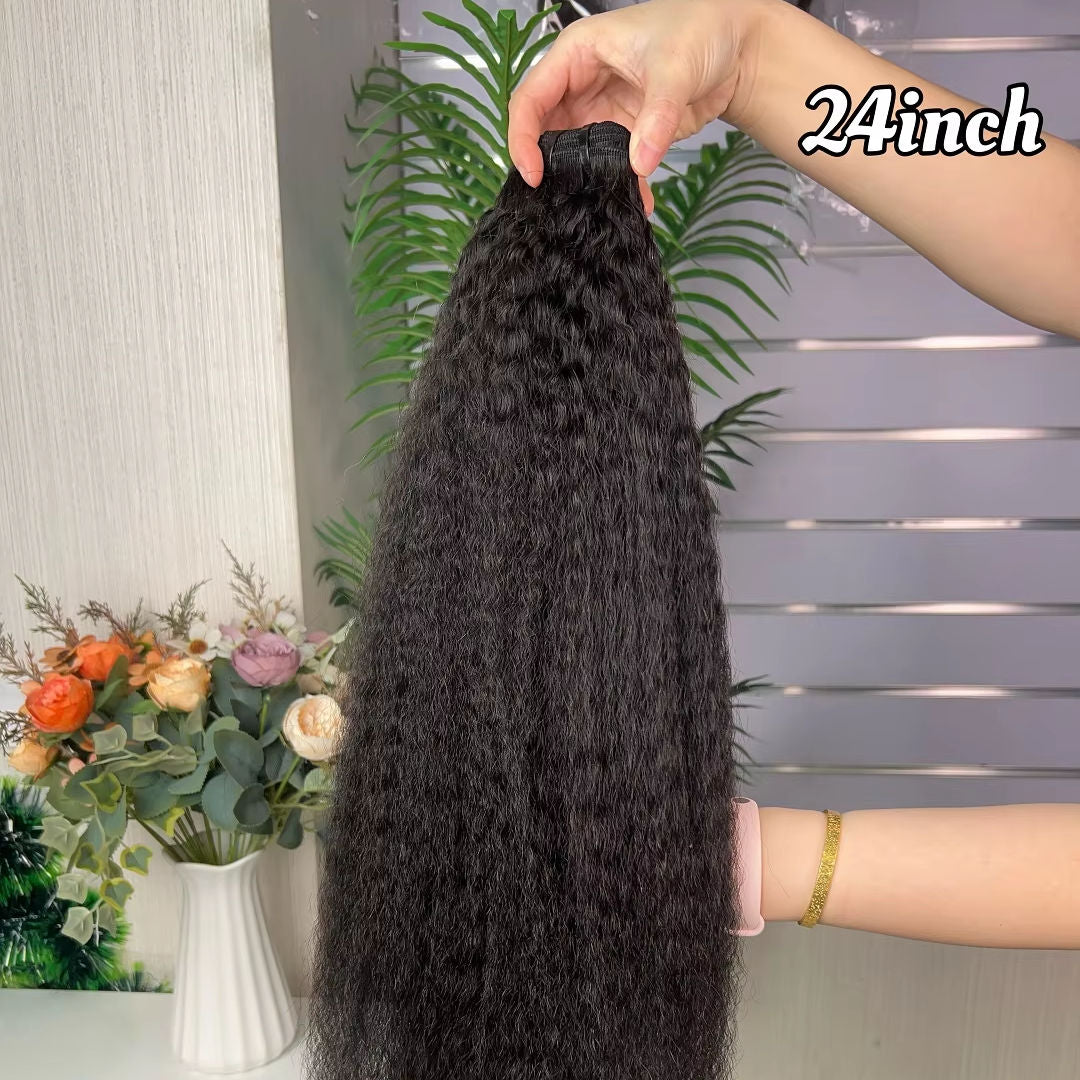 Wholesale Hot Selling Kinky Straight Bundle 100g Per Pack Super Double Drawn Hair Extension 100% Human Hair