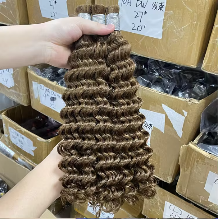 Fashion Styles All Colors 100% Unprocessed Raw Human Hair Deep Wave Hair Extension for Braiding Deep Wave Bulk for Black Women