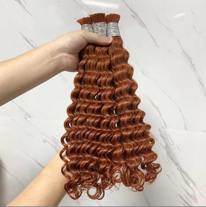 Fashion Styles All Colors 100% Unprocessed Raw Human Hair Deep Wave Hair Extension for Braiding Deep Wave Bulk for Black Women