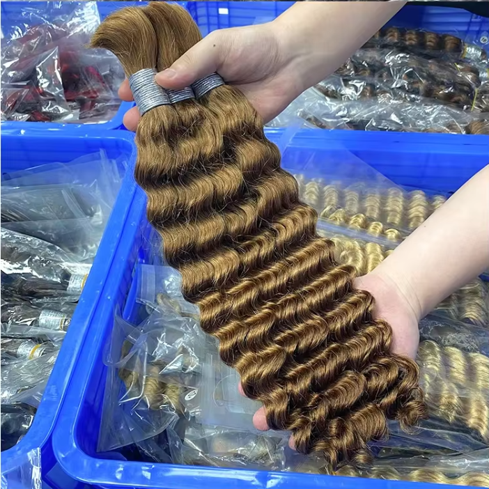 Fashion Styles All Colors 100% Unprocessed Raw Human Hair Deep Wave Hair Extension for Braiding Deep Wave Bulk for Black Women