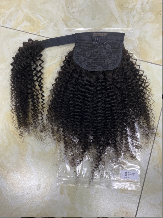 100% Brazilian Human Hair Extensions Double Drawn Natural Wrap Around Drawstring Ponytail Water Wave and Straight Styles