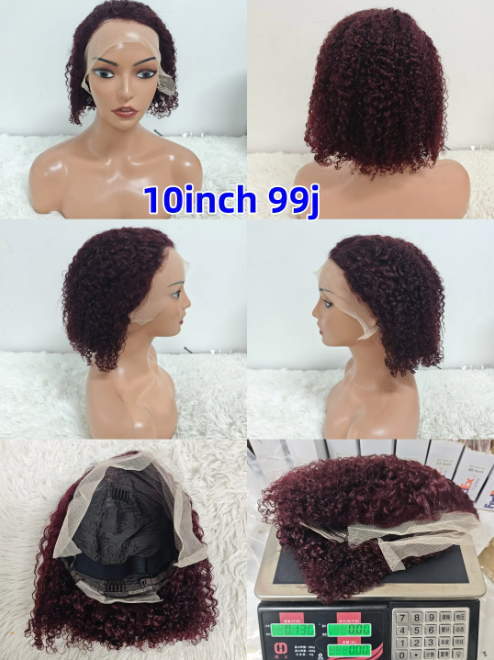 Promotion $24 100% Human Hair Wigs Jerry Curly 13x4 Lace Frontal Colorful Curly Wigs High Quality 10-16inch Wholesale Factory