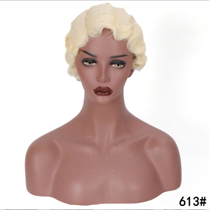 Wholesale Machine Made Curly Short Finger Cut Wigs Brazilian Human Hair Extensions Wigs