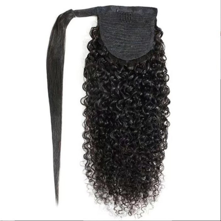 10A Ponytails Human Hair Wrap Around Curly Brazilian Raw Virgin Hair Extension 8-24 Inches Full Hair