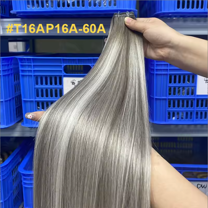 Real Human Hair Double Drawn Genius Weft Brazilian Remy Straight Human Hair Genius Weft Hair Extensions