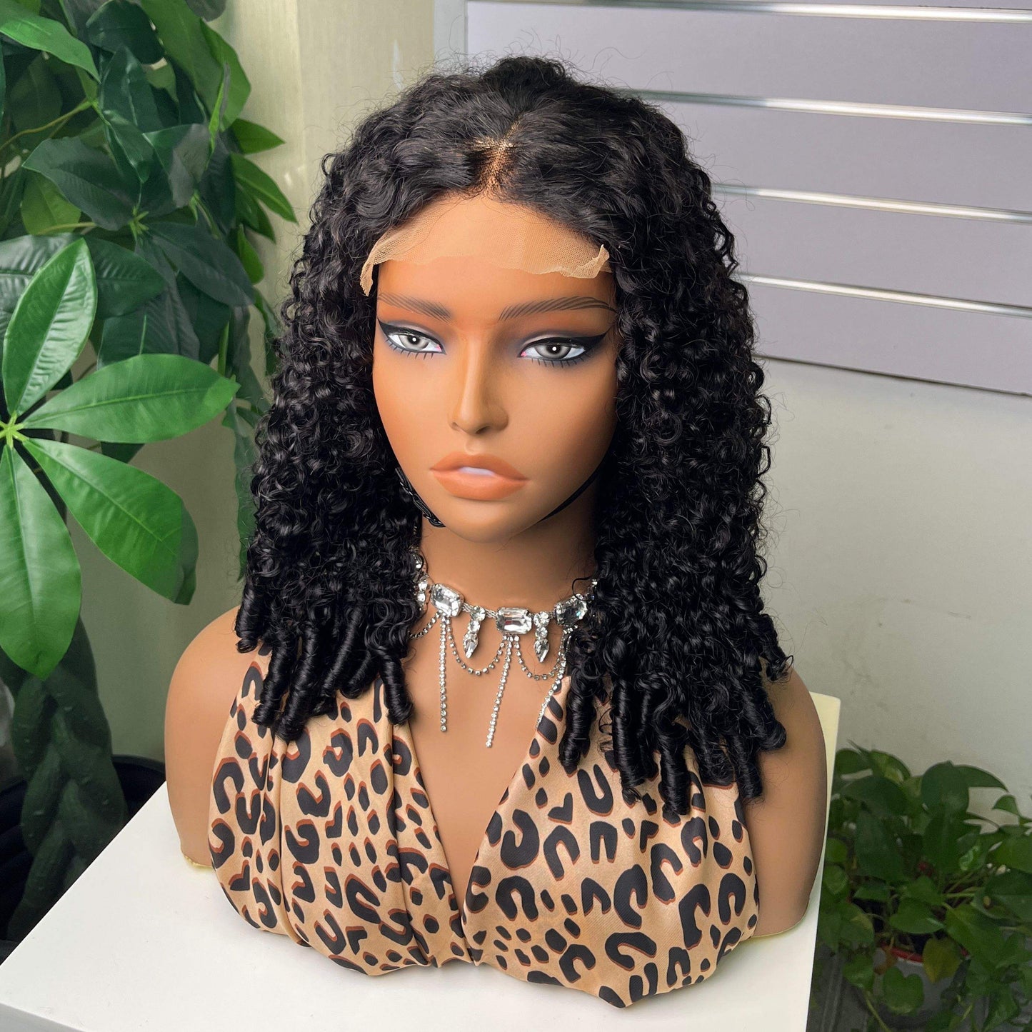 Pixie Curl Glueless Wig 5x5 Lace Closure Transparent Lace Wig Finger Coil Curly Human Hair Wig for Women