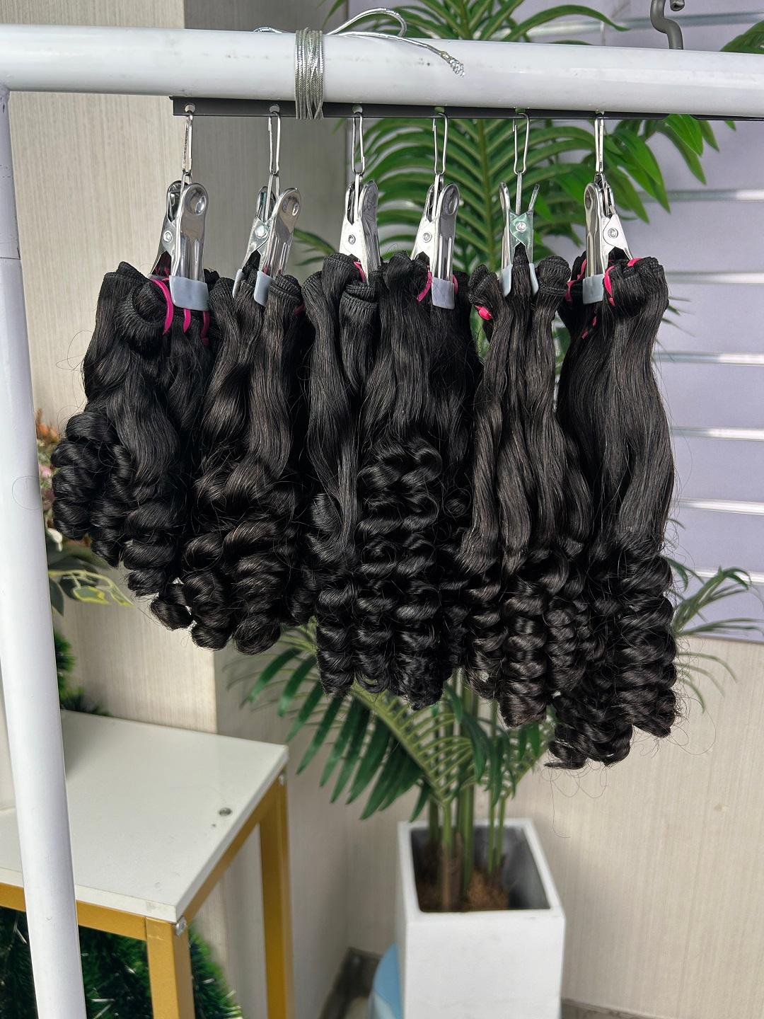 Fumi Flower Curl Hair Bundles Super Double Drawn Quality 100% Human Hair Curly Extension Natural Black Color