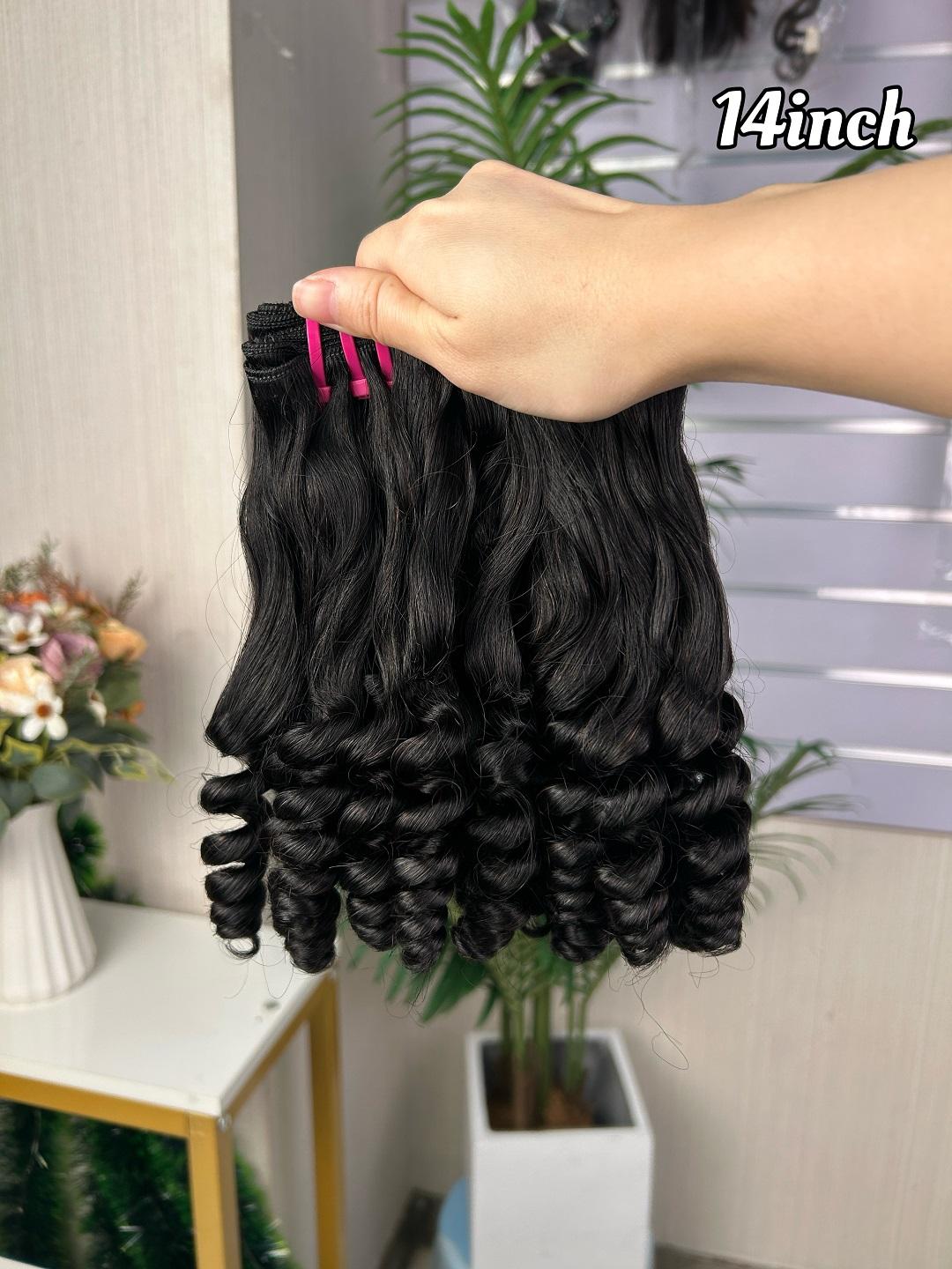 Fumi Flower Curl Hair Bundles Super Double Drawn Quality 100% Human Hair Curly Extension Natural Black Color