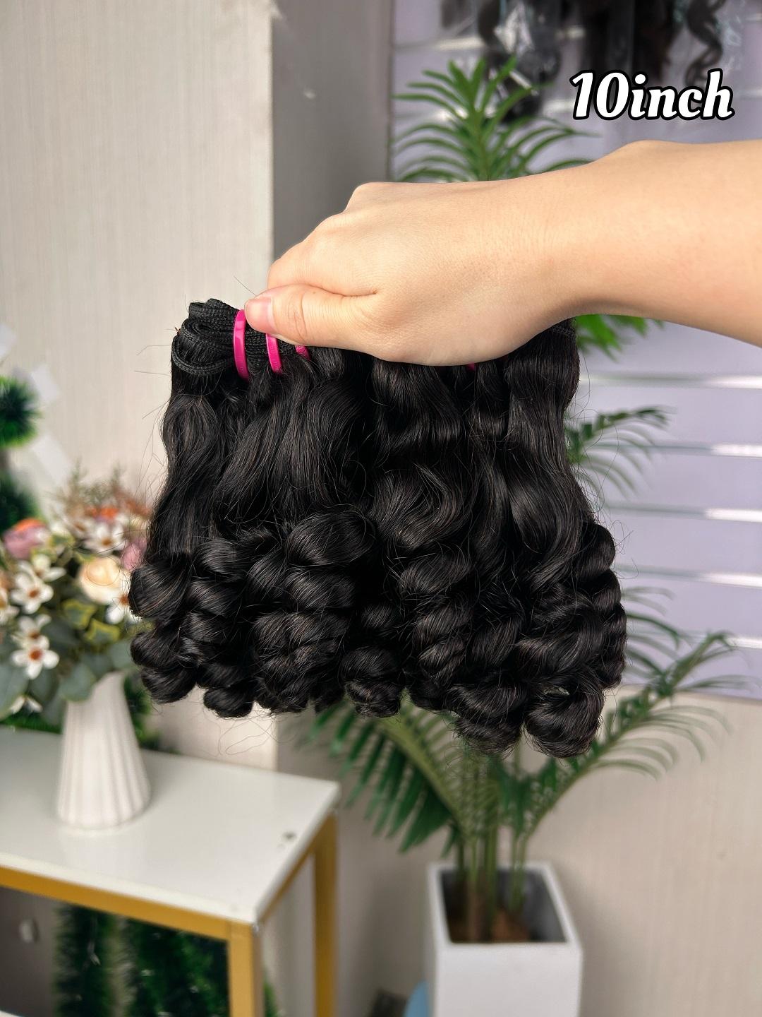 Fumi Flower Curl Hair Bundles Super Double Drawn Quality 100% Human Hair Curly Extension Natural Black Color