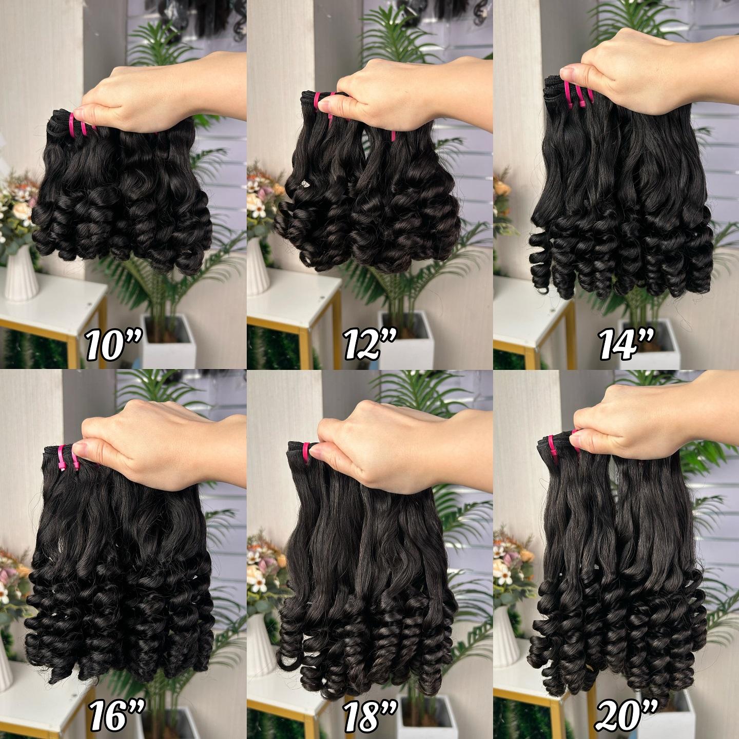 Fumi Flower Curl Hair Bundles Super Double Drawn Quality 100% Human Hair Curly Extension Natural Black Color