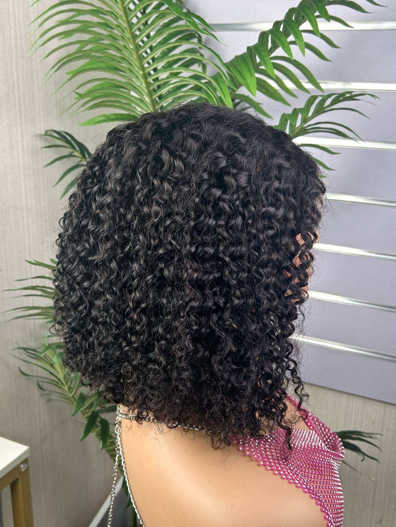 Kinky Curly Wholesale 5x5 Glueless Full Lace Closure Wigs Brazilian Human Hair Small Curly Human Hair Bob Wigs