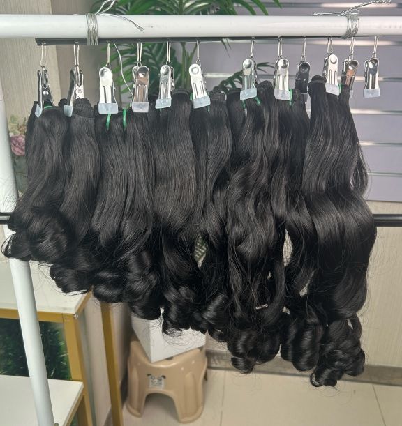 Fumi Super Double Drawn Virgin Burgundy Human Hair Bouncy Curly Bundles