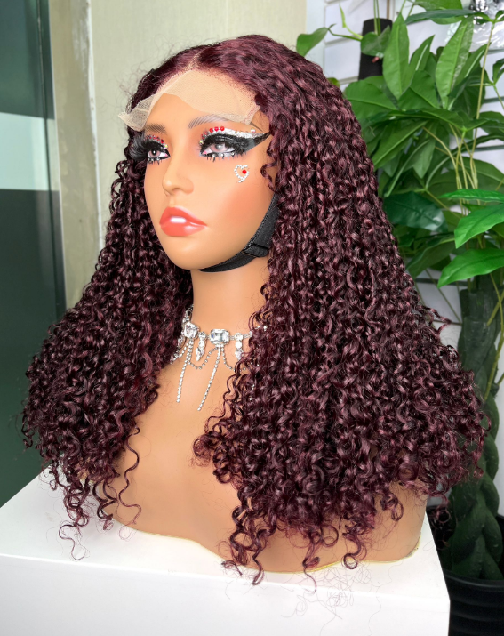 Hot Selling 300g Raw Virgin Hair Wigs Super Double Drawn 5 X 5 HD Lace Closure Pixie Curl 99J Color Pissy Curly Wigs Wholesale