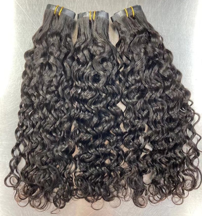 New Design Virgin Hair Seamless Invisible Clip in Hair Extension Deep Wave Injected PU Clip in Hair Extensions for Black Women