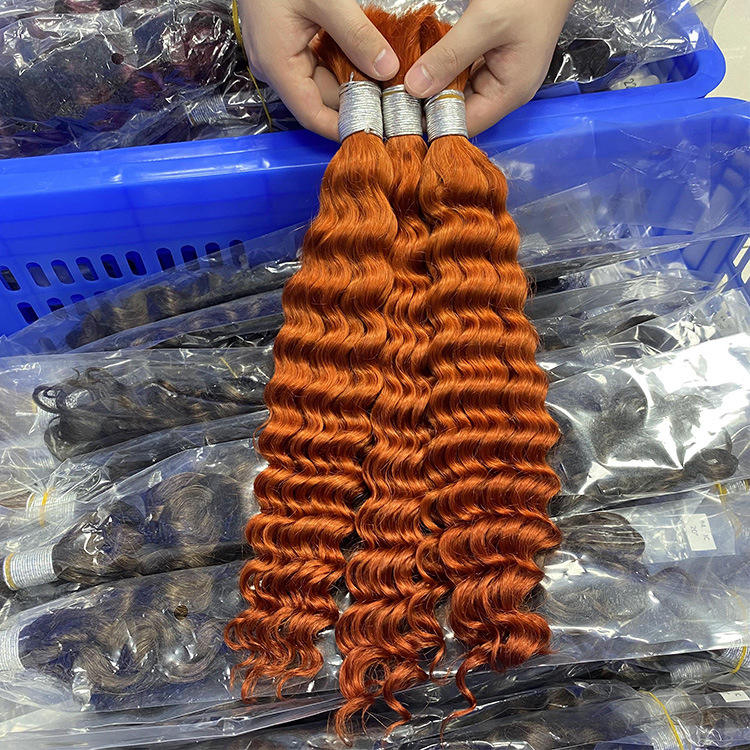 Fashion Styles All Colors 100% Unprocessed Raw Human Hair Deep Wave Hair Extension for Braiding Deep Wave Bulk for Black Women