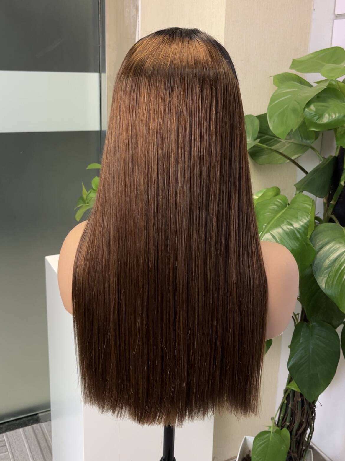 SDD Straight 13*4 Wig Super Double Drawn Vietnam 100% Human Hair Luxury Wig Brown Color