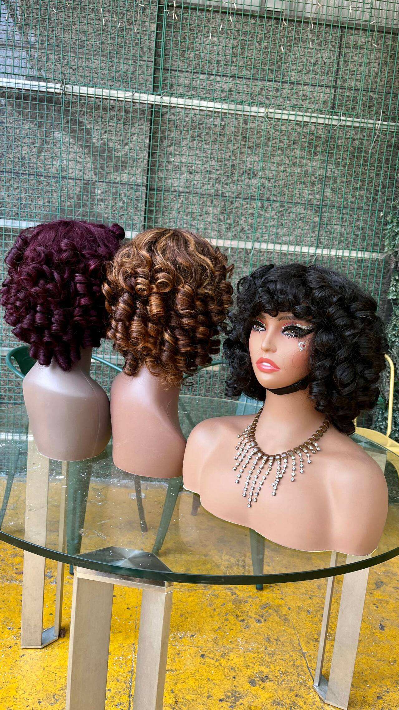 100% Human Hair Machine Made Wig Fringe Bouncy Wig