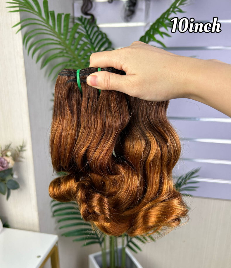Fumi Super Double Drawn Virgin Burgundy Human Hair Bouncy Curly Bundles