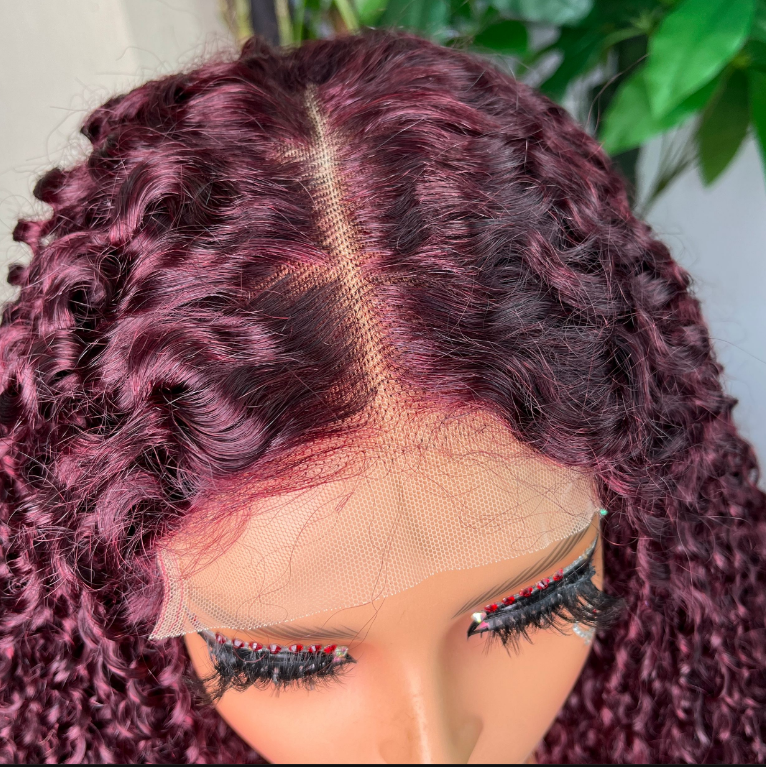 Hot Selling 300g Raw Virgin Hair Wigs Super Double Drawn 5 X 5 HD Lace Closure Pixie Curl 99J Color Pissy Curly Wigs Wholesale