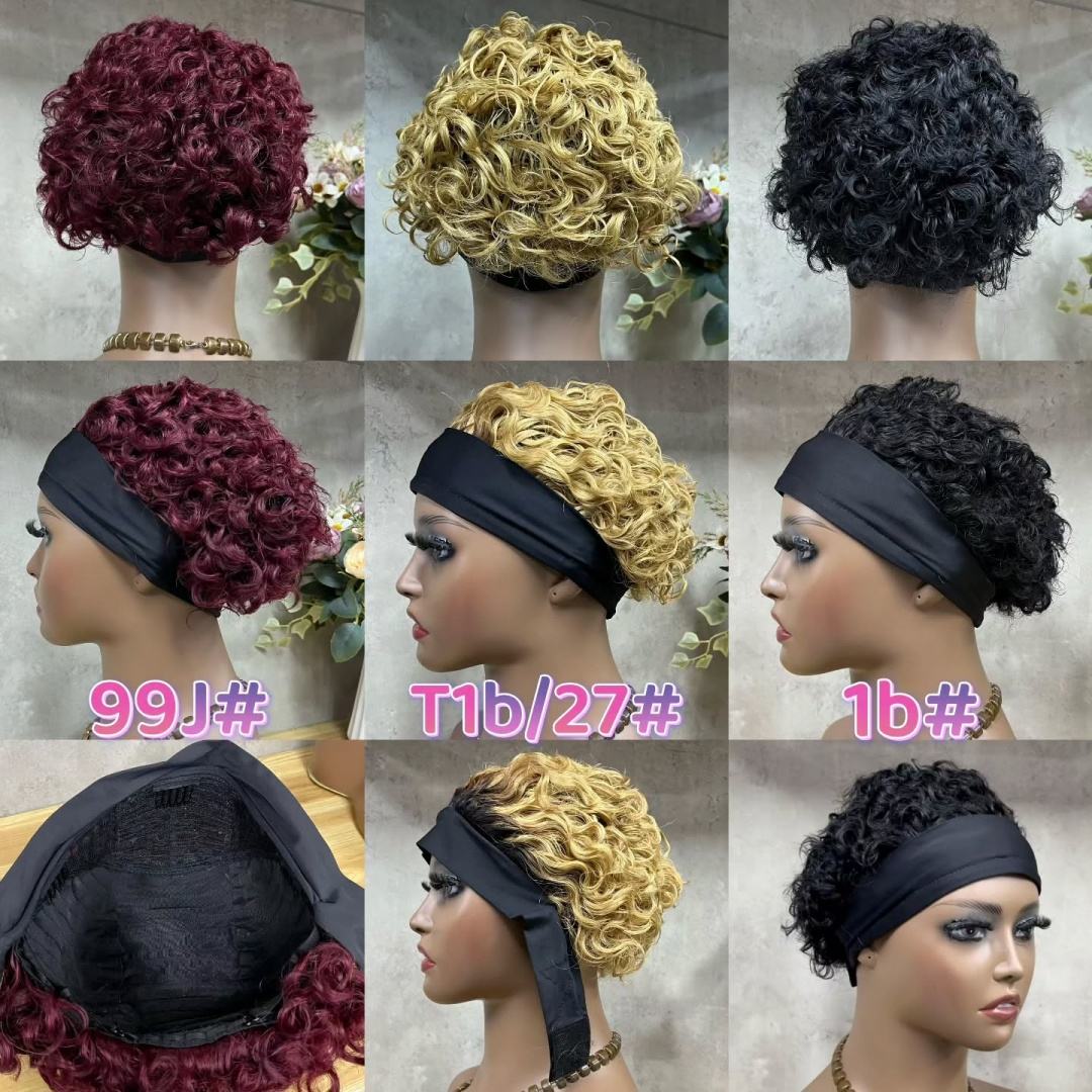 Wholesale Price Headband Curly Wigs Human Hair Curly Virgin Raw Glueless Wig for Black Women Ready to Ship