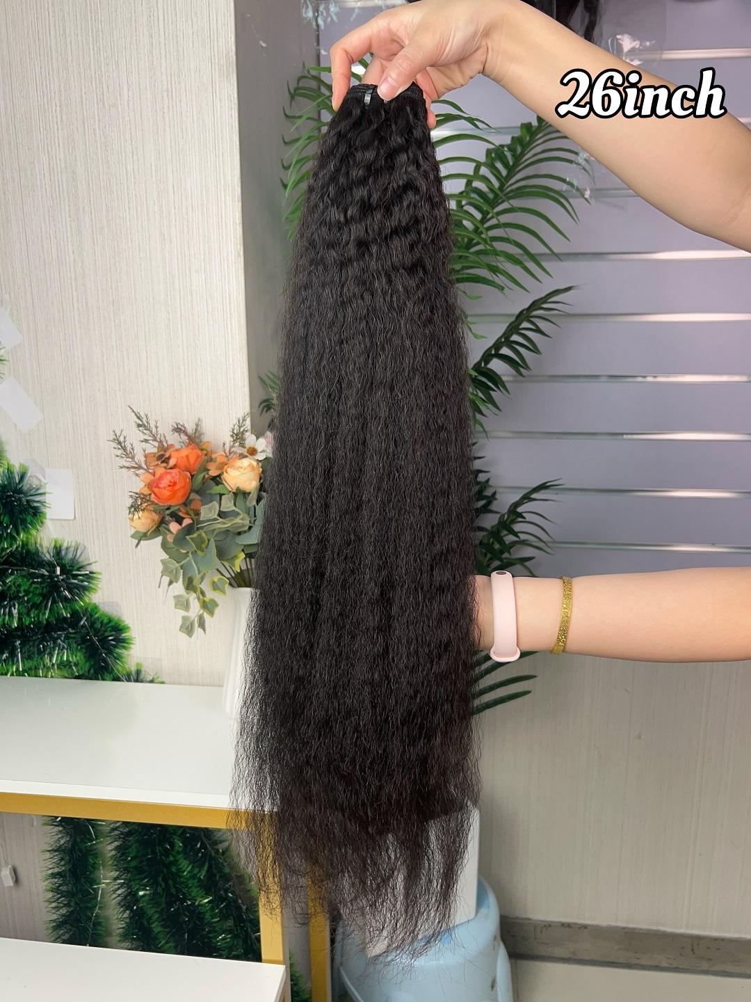 Wholesale Hot Selling Kinky Straight Bundle 100g Per Pack Super Double Drawn Hair Extension 100% Human Hair