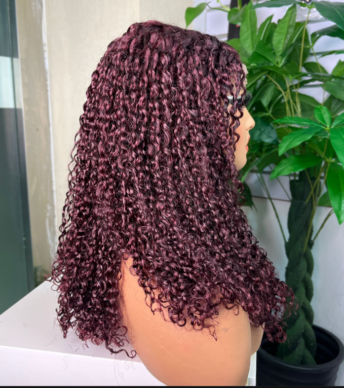 Hot Selling 300g Raw Virgin Hair Wigs Super Double Drawn 5 X 5 HD Lace Closure Pixie Curl 99J Color Pissy Curly Wigs Wholesale