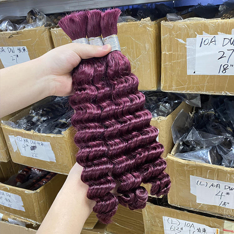 Fashion Styles All Colors 100% Unprocessed Raw Human Hair Deep Wave Hair Extension for Braiding Deep Wave Bulk for Black Women