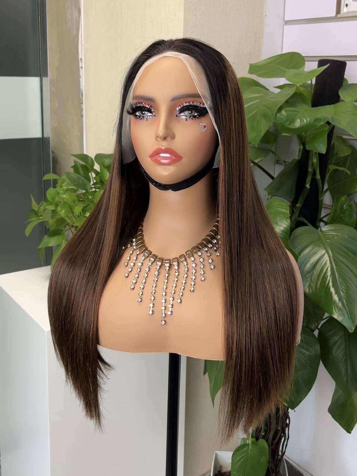 SDD Straight 13*4 Wig Super Double Drawn Vietnam 100% Human Hair Luxury Wig Brown Color