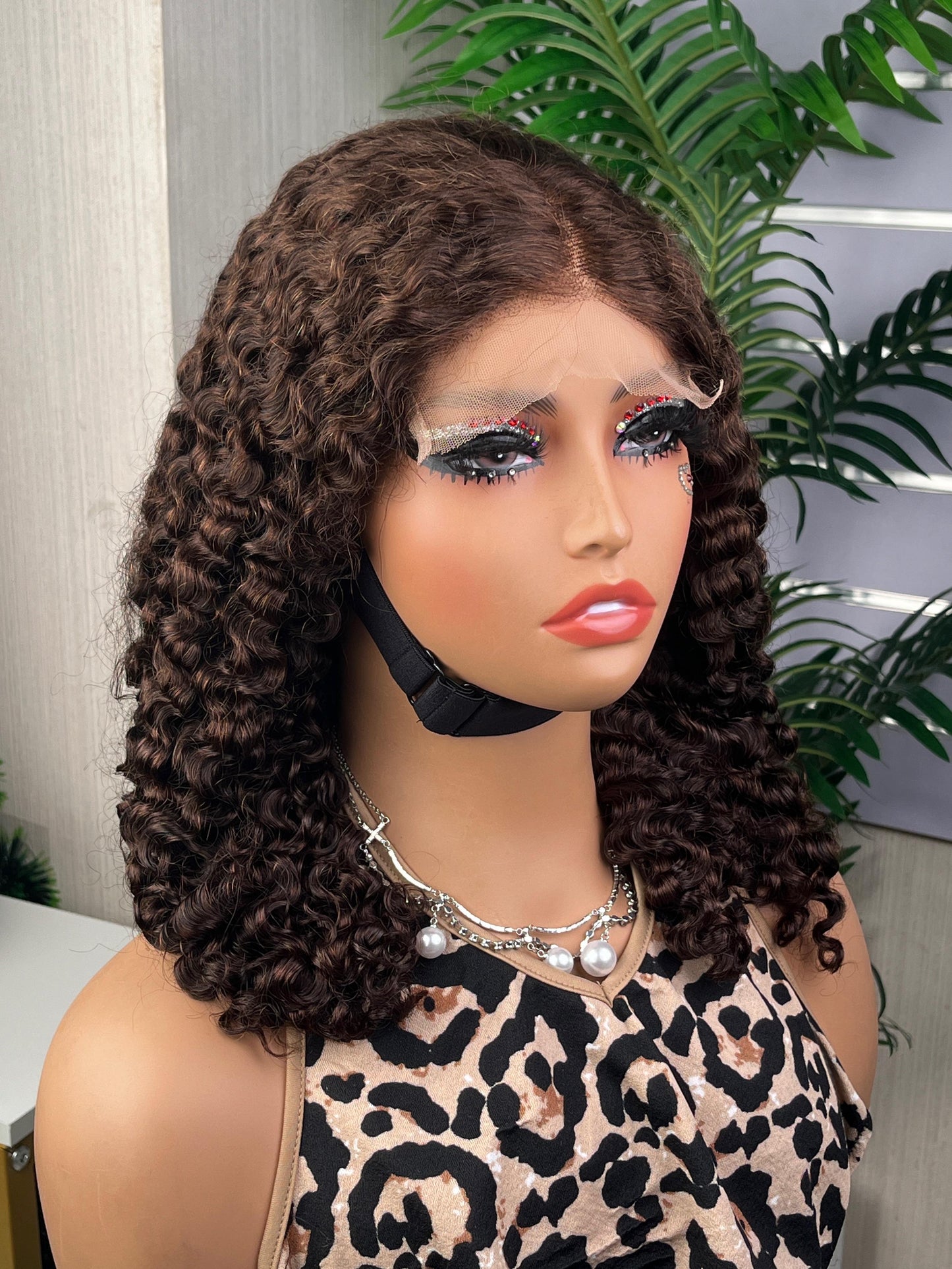 Wholesale Glueless Burmese Curl Wig Full Density 100% Human Hair 5x5 Lace Closure Wig Brown Color