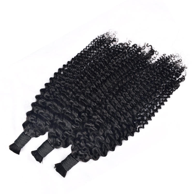 Jerry Curly Prestretched Raw Hair Bulk Human Hair for Braiding No Weft Braids Hair Extension for Black People