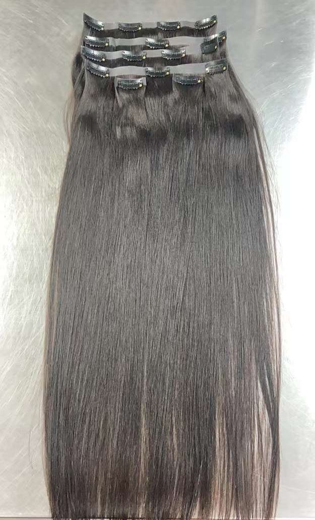 New Design Virgin Hair Seamless Invisible Clip in Hair Extension Deep Wave Injected PU Clip in Hair Extensions for Black Women