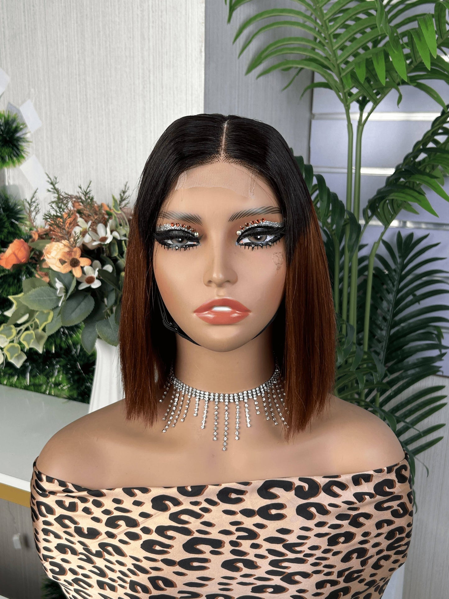 Kim K 2by6 Closure SDD Bob Wig 100% Human Hair Mixed Color Glueless Wig Bone Straight