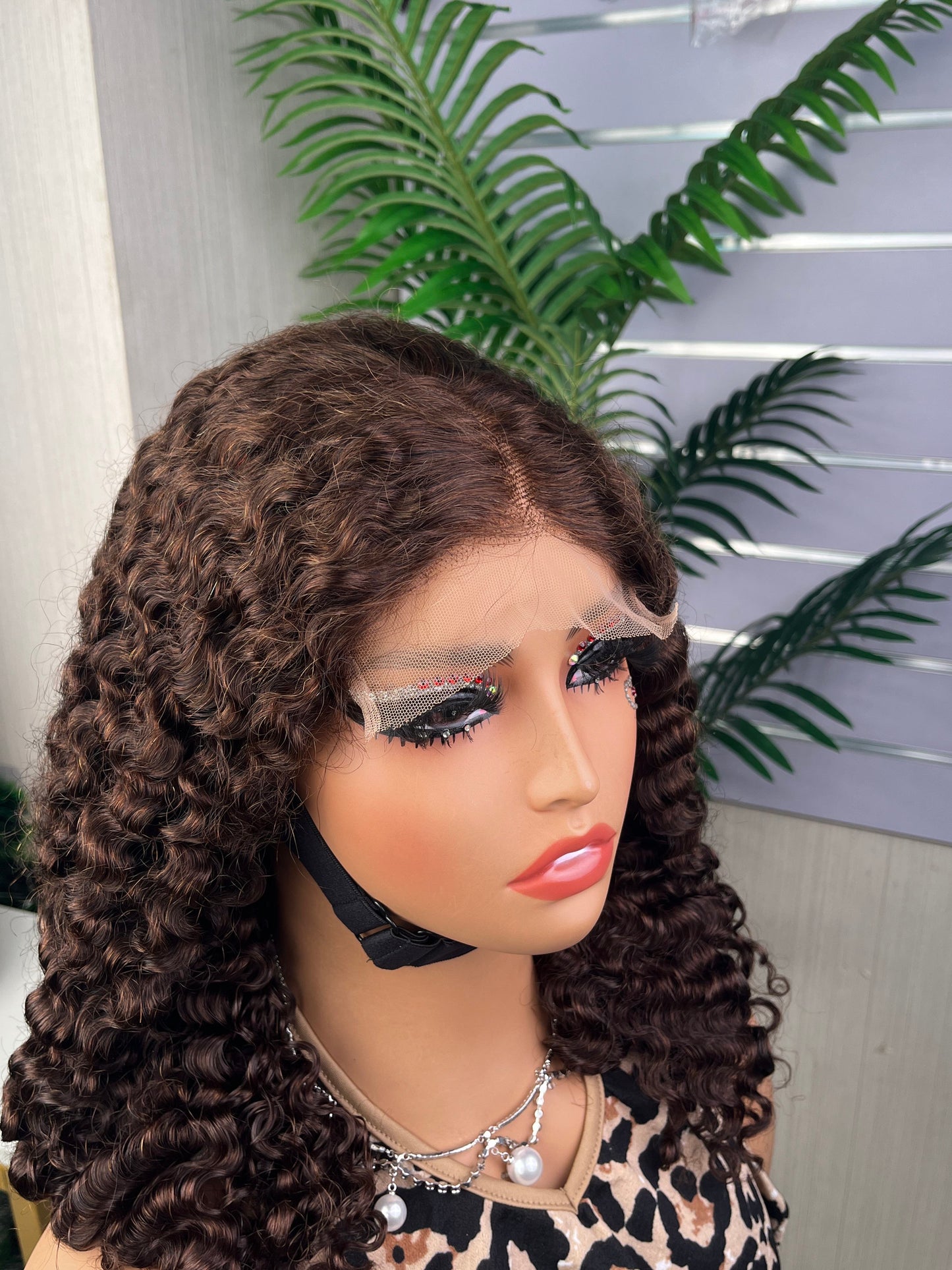 Wholesale Glueless Burmese Curl Wig Full Density 100% Human Hair 5x5 Lace Closure Wig Brown Color
