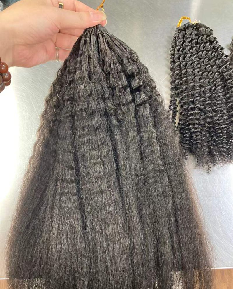 Hot Selling Pre-Looped Kinky Curly Crochet Braids Boho Braiding Bulk 100g Remy Human Hair Extensions No Weft