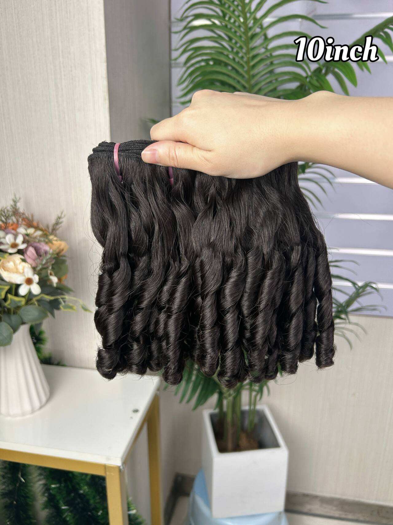 Fumi Super Double Drawn Virgin Black Human Hair Rose Curly Hair Bundles