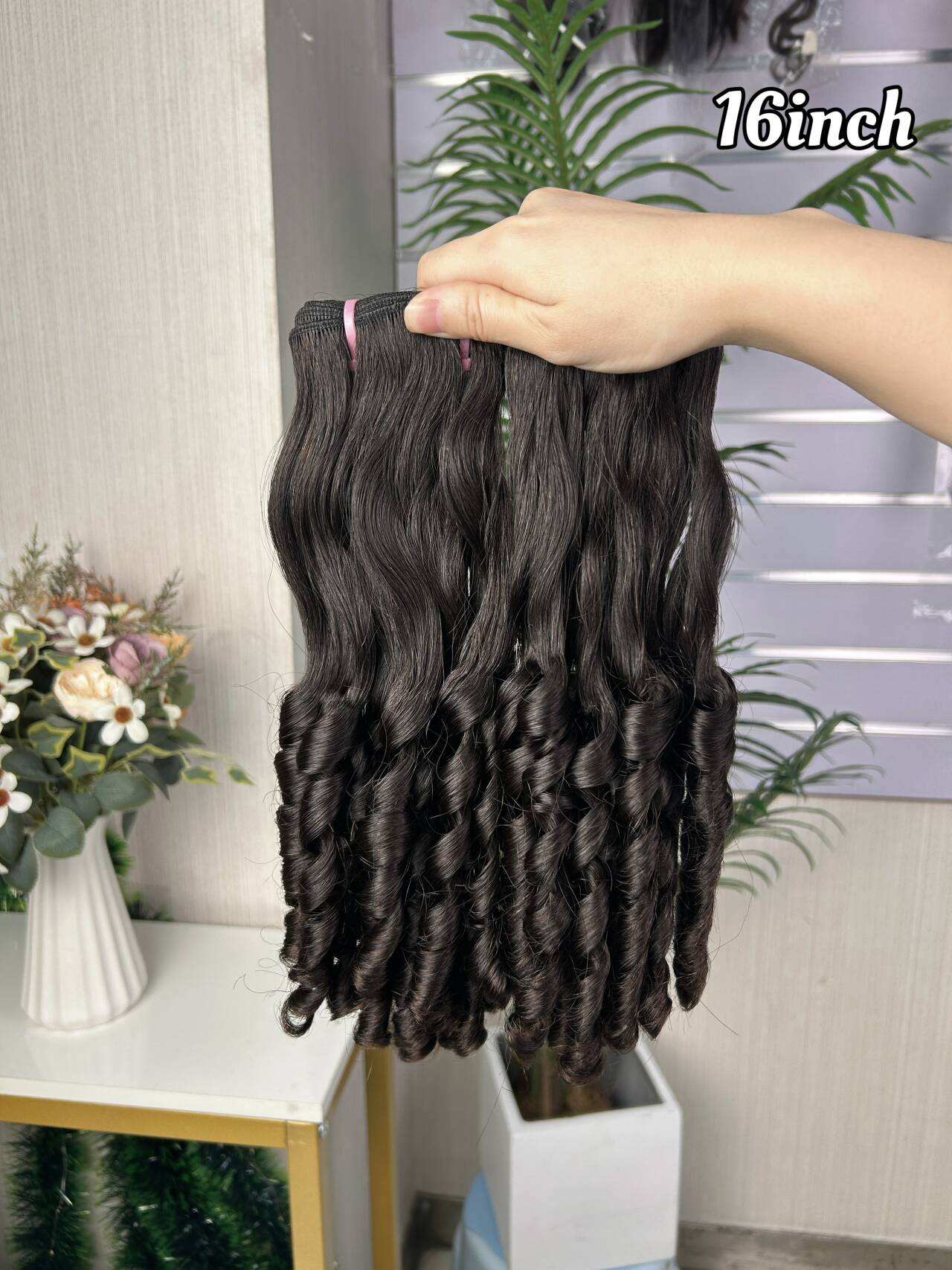 Fumi Super Double Drawn Virgin Black Human Hair Rose Curly Hair Bundles