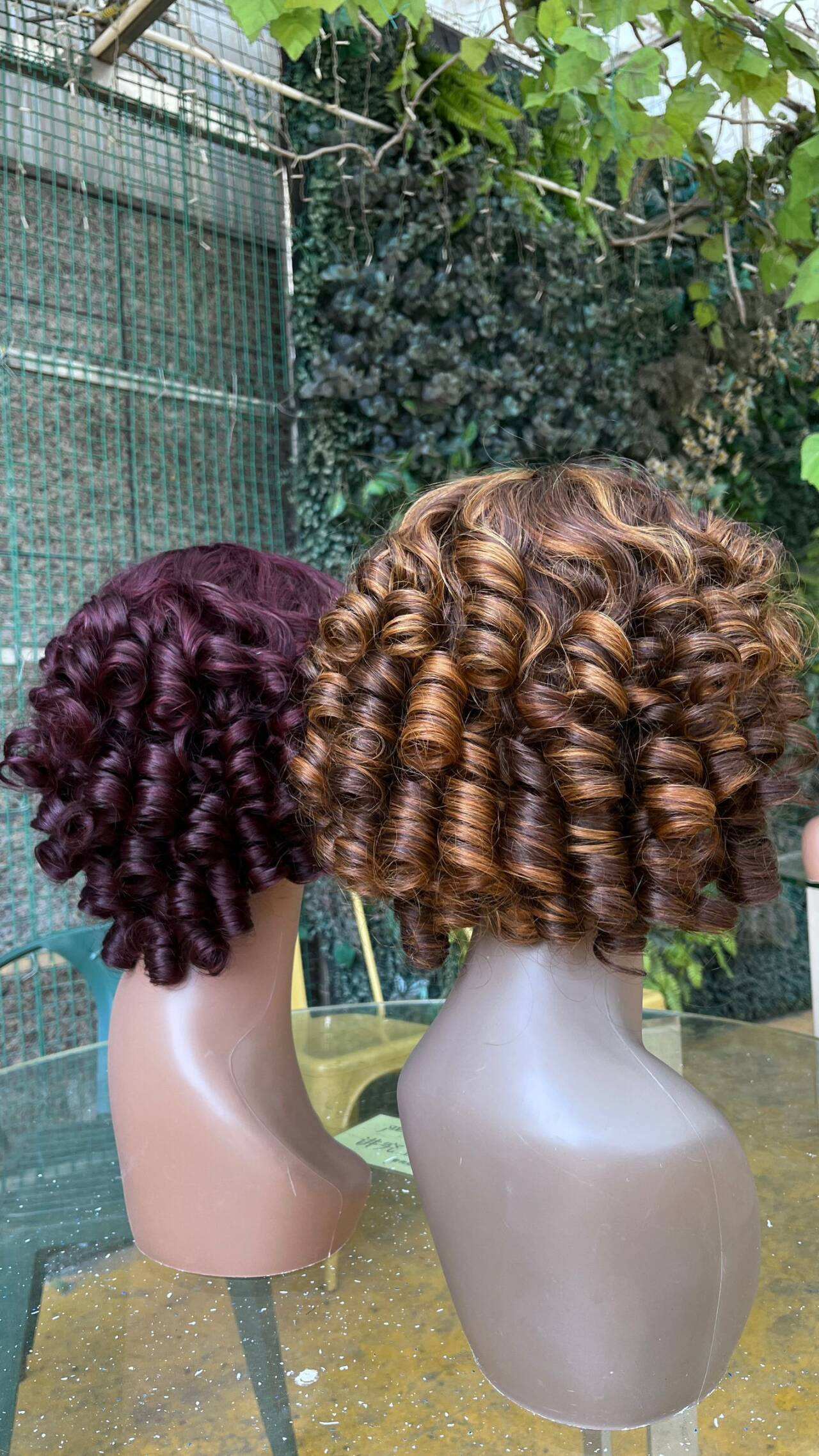 100% Human Hair Machine Made Wig Fringe Bouncy Wig