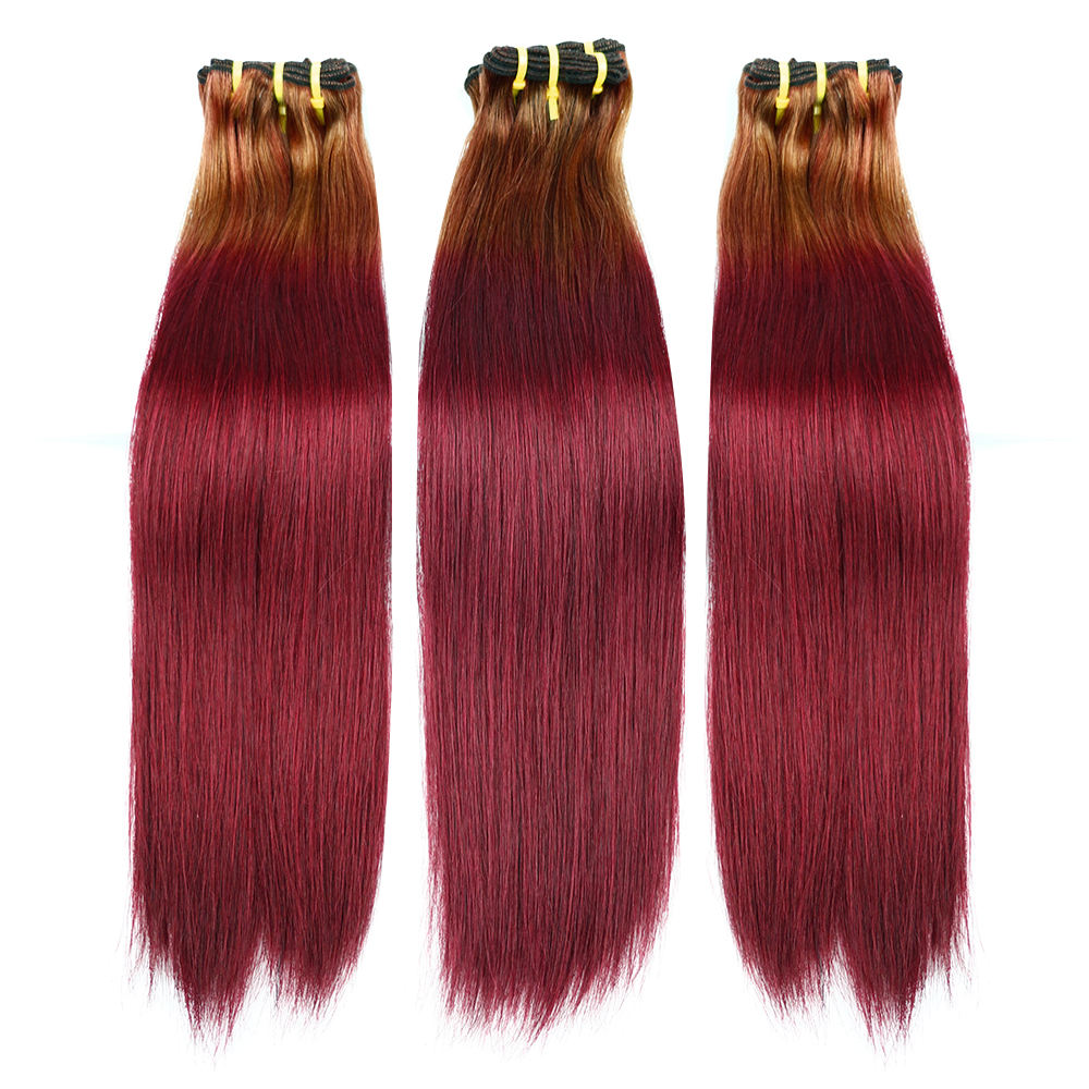 Double Drawn Fumi Hair 4/99j Straight 100% Original Human Hair Weave
