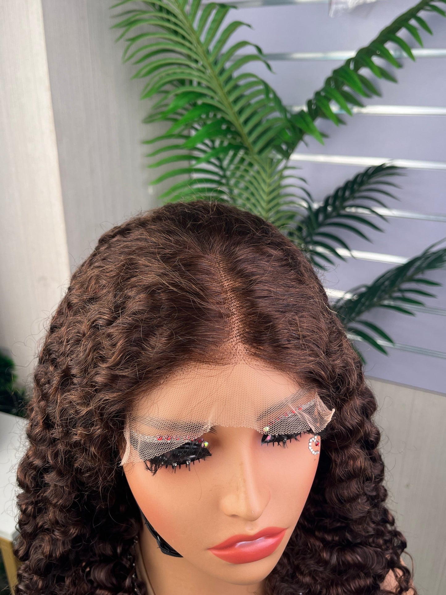 Wholesale Glueless Burmese Curl Wig Full Density 100% Human Hair 5x5 Lace Closure Wig Brown Color
