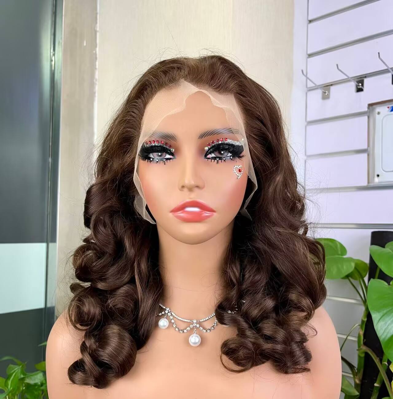 100% Virgin Human Hair Glueless Frontal Bouncy Wig Brown Raw 13*4 Frontal Bouncy Wig