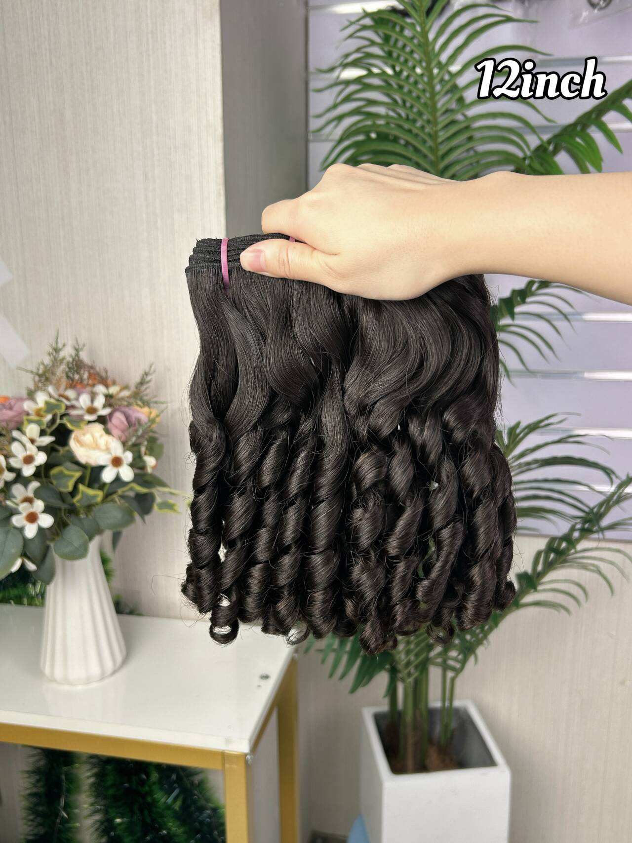 Fumi Super Double Drawn Virgin Black Human Hair Rose Curly Hair Bundles