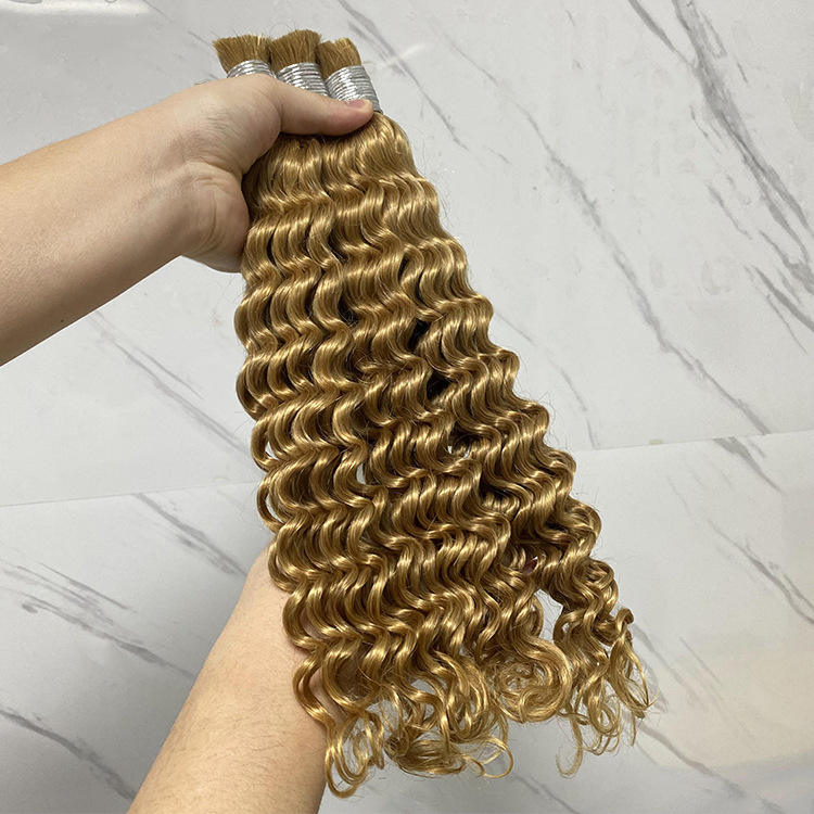 Fashion Styles All Colors 100% Unprocessed Raw Human Hair Deep Wave Hair Extension for Braiding Deep Wave Bulk for Black Women