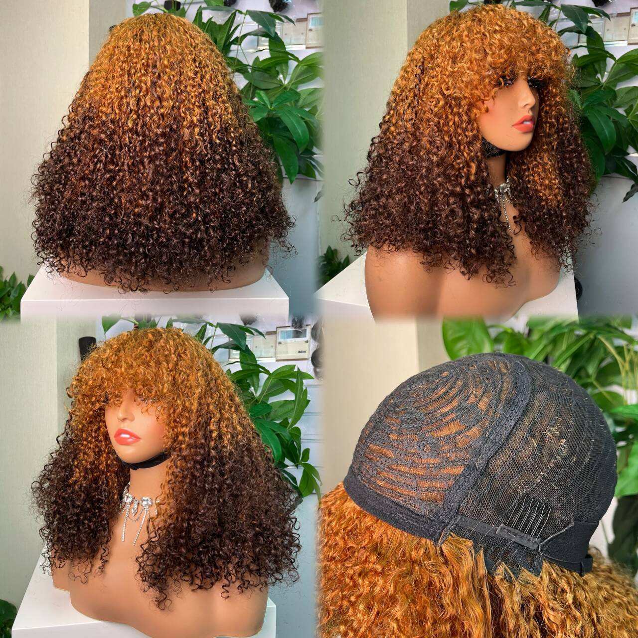 100% Human Hair Machine Made Wig Fringe Pixie Wig Super Double Drawn