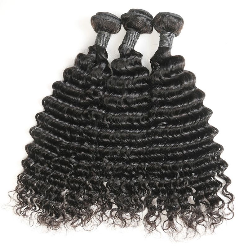 Wholesale Natural Color 11A 12A Soft Afro Raw Indian Virgin Human Hair Extensions Body Deep Wave Cuticle Aligned Double Weft