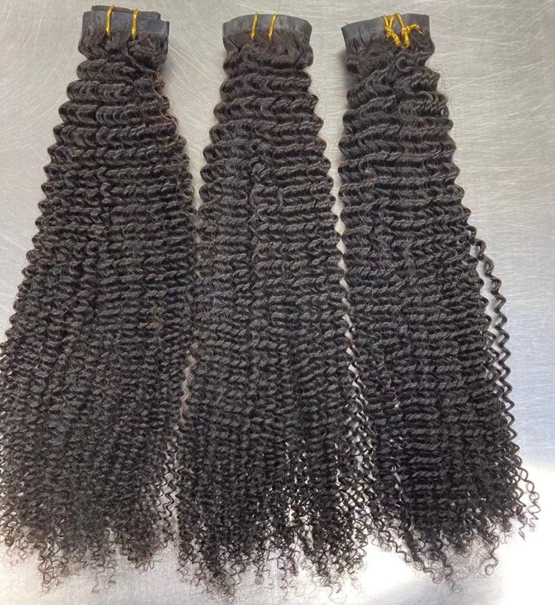 New Design Virgin Hair Seamless Invisible Clip in Hair Extension Deep Wave Injected PU Clip in Hair Extensions for Black Women