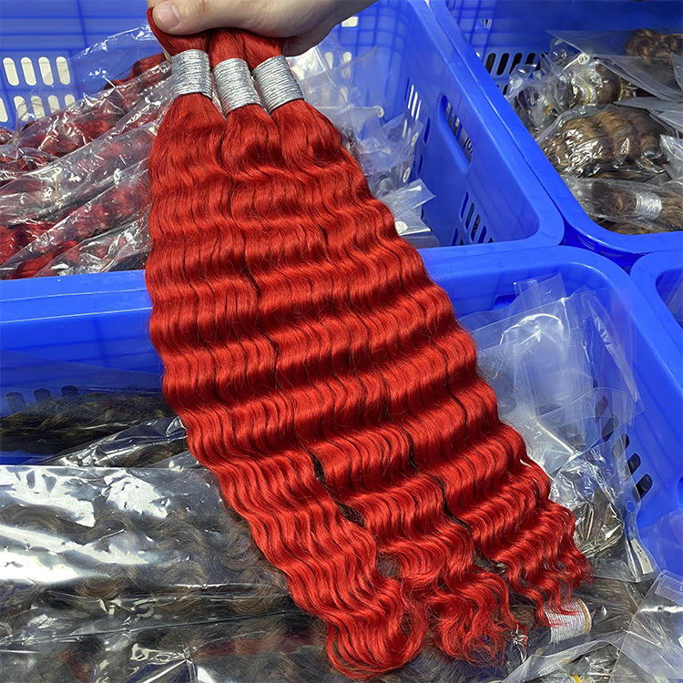 Fashion Styles All Colors 100% Unprocessed Raw Human Hair Deep Wave Hair Extension for Braiding Deep Wave Bulk for Black Women