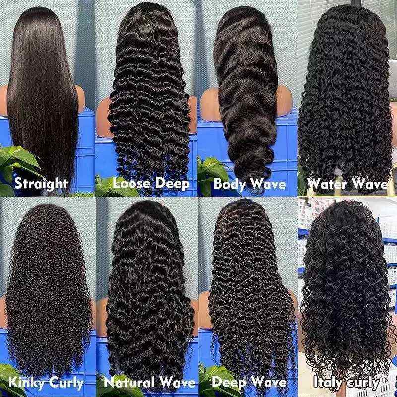 Factory 100% Human Hair Lace Frontal Wig,straight Body Wave Deep Wave Water Full Lace Raw Human Wig,virgin Perruque