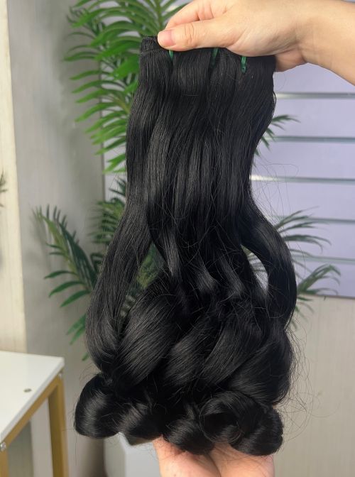 Fumi Super Double Drawn Virgin Burgundy Human Hair Bouncy Curly Bundles