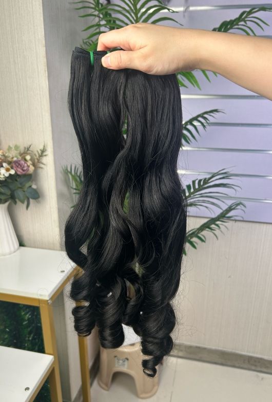 Fumi Super Double Drawn Virgin Burgundy Human Hair Bouncy Curly Bundles