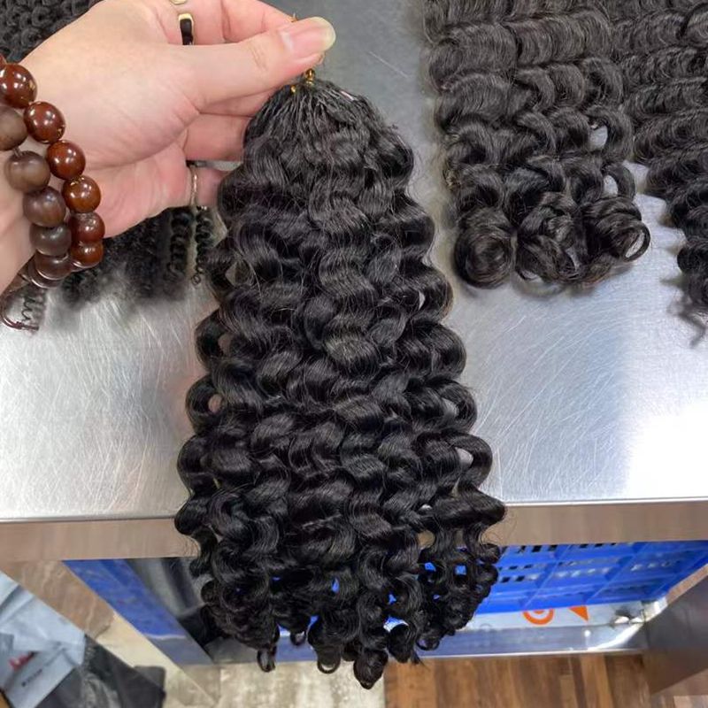 Hot Selling Pre-Looped Kinky Curly Crochet Braids Boho Braiding Bulk 100g Remy Human Hair Extensions No Weft